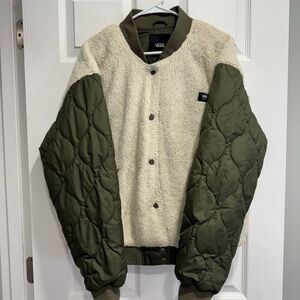 Vans Women’s Quilted Olive and Cream Bomber Jacket